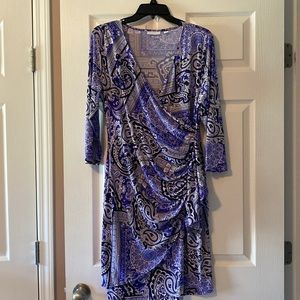 Blue paisley wrap dress